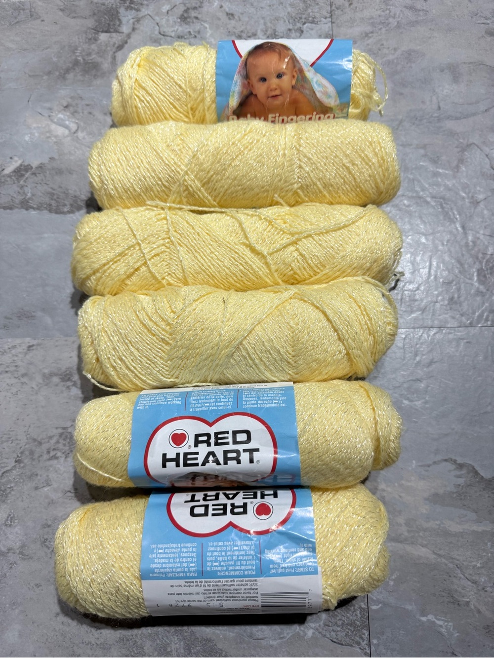 Vintage Red Heart Baby Fingering Yarn Baby Yellow 0224 Discontinued